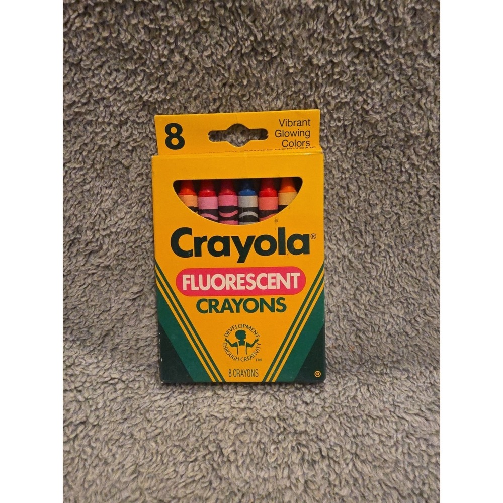 1988 Crayola Fluorescent Crayons Binney & Smith Vibrant Colors 8ct